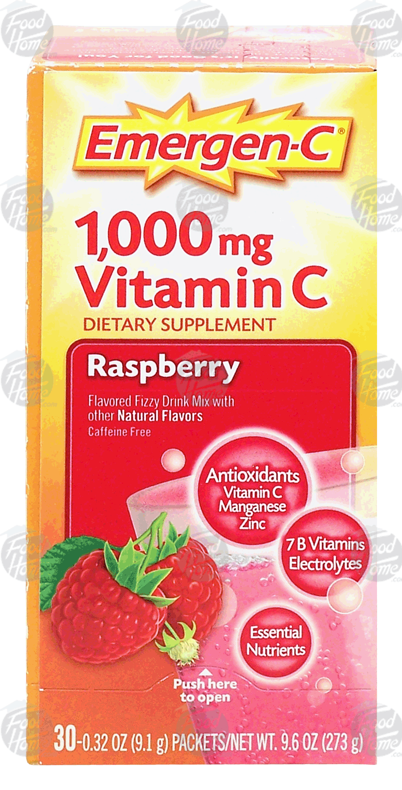 Emergen-C  vitamin c 1,000-mg dietary supplement, raspberry flavored fizzy drink mix packets Full-Size Picture